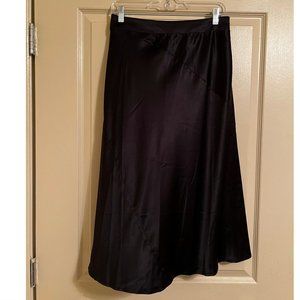 Black Faux Silk Midi Skirt - New With Tags!